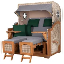 Mr. Deko bene,iving Strandkorb Komplettset Ammersee Grande XL Teak PE shell Modell 571 inkl. Liftersystem