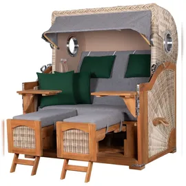 Mr. Deko bene,iving Strandkorb Komplettset Ammersee Grande XL Teak PE shell Modell 571 inkl. Liftersystem
