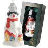Krebs Glas Lauscha Weihnachtsornament Schneemann mit Häuser«, 1-tlg. 12cm