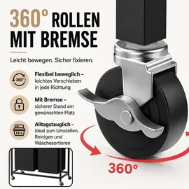 DanDiBo Ambiente DanDiBo Wäschekorb mit Rollen und 2 Ablage Wäscheregal Wäschesammler 2 Fächer 96698 Wäschebox Regal Wäschetonne Wäschewagen Wäschesortierer...