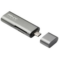 PNY Dual-Slot-Cardreader, USB-C 3.0 [Buchse] (R-TC-UA-3N1E01-RB)