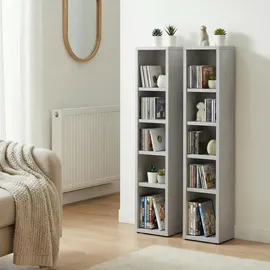 CARO-Möbel CD-Regal 20 x 17 x 186 cm Hellgrau