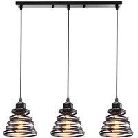 iDEGU 3-flammig Pendelleuchte Moderne Spirale Design Metall Lampenschirm E27 Vintage Lampe Industrielle Hängelampe für Schlafzimmer Wohnzimmer Küche Esszimmer (3-flammig Hängeleuchte, Schwarz, Balken)