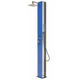 Solardusche blaue Glasfront Gartendusche Edelstahl Glas Solar IDEAL CURACAO