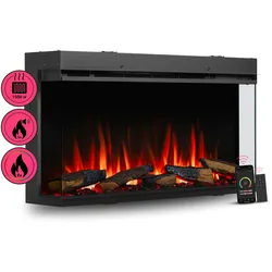 Elektrokamin BALDERIA Athena 36 - Einbaukamin, Heizung 1500W - Schwarz