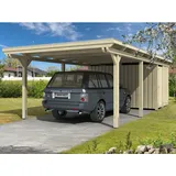 SKANHOLZ Carport Emsland 4,04 x 8,46 m unbehandelt beige mit Abstellraum