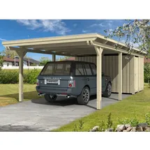 SKANHOLZ Carport Emsland 4,04 x 8,46 m unbehandelt beige mit Abstellraum