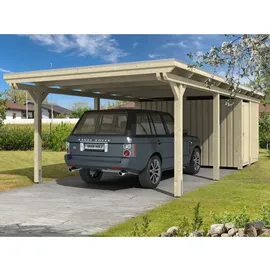 SKANHOLZ Carport Emsland 4,04 x 8,46 m unbehandelt beige mit Abstellraum