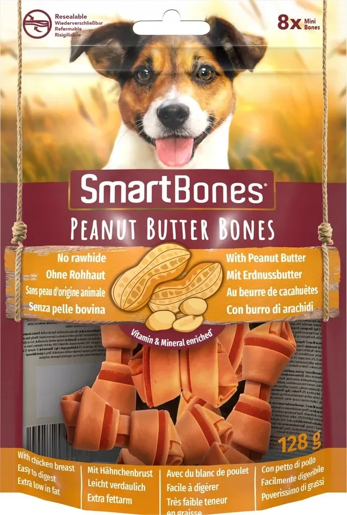 SmartBones Peanut Butter Mini Kausnack für Hunde kleiner Rassen 8 Stck