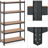 Relaxdays Schwerlastregal, 5 Ebenen, HBT 180x100x30 cm, 1250 kg Tragkraft, Metall Lagerregal für Keller, Garage, schwarz