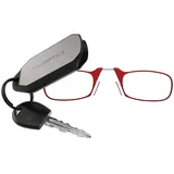 ThinOptics Lesebrille 1,5 Rot Rahmen und Schlüsselanhänger Etui - Kompakte Faltbare Lesebrille 1,50 Lesebrille
