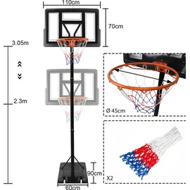 XMTECH Basketballständer 200-305 cm Schwarz/Rot