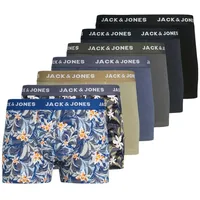 JACK&JONES Herren Boxershorts, 7er Pack - JACMASON FLOWER TRUNKS, Floral, Logobund Grün/Blau/Schwarz S