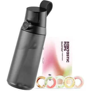 AIR UP® Trinkflasche Click Midnight Black Original Starterset mit Pods in 5 Geschmacksrichtungen | 600ml Trinkflasche mit zuckerfreiem Geschmack | spülmaschinenfest, BPA-frei