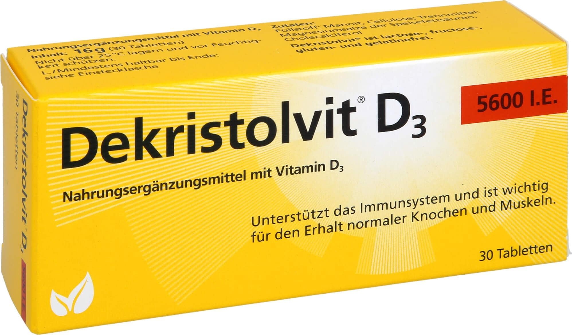 Dekristolvit, Vitamine + Nahrungsergänzung, D3 5600 I.E. Tabletten, 30 St. Tabletten (30 Stück, Tabletten, 16 g)