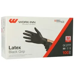 1000 WORK-INN/PS Handschuhe, Latex puderfrei Black Grip schwarz Größe M