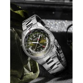 Alpina Startimer Pilot Quartz Worldtimer Edelstahl 41 mm AL-255GR4S26B