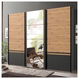 Lomadox - Schlafzimmer Schwebetürenschrank mit Spiegel in graphit mit Artisan Eiche Nb. GRANADA-43, b/h/t ca. 270/210/64 cm