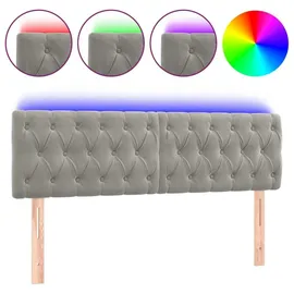 vidaXL LED Kopfteil Hellgrau 160x7x78/88 cm Samt