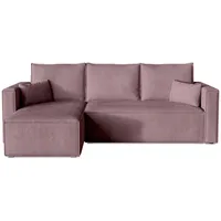 BroMARKT Ecksofa TOP Schlaffunktion Bettkasten L-Form Puderrosa - Rosa