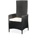 Melko Relaxsessel Polyrattan Gartensessel, ca. 62 x 57 x 111 cm, verstellbar, wetterfest, inkl. Sitzkissen, Schwarz