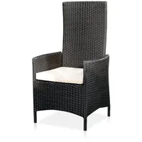 Melko Relaxsessel Polyrattan Gartensessel, ca. 62 x 57 x 111 cm, verstellbar, wetterfest, inkl. Sitzkissen, Schwarz