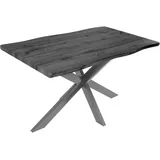 möbelliebling Esstisch Baumkante Holz-Optik Grau 120 x 80 Spider-Gestell silber JOSY