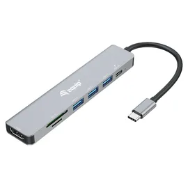 Equip USB-C 7-in-1 Multifunktionsadapter, HDMI 4K/60Hz, USB 3.2 Gen1 x 3, TF/MICRO SD, 100W USB PD