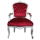 Casa Padrino Barock Salon Stuhl Bordeaux/Silber
