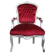 Casa Padrino Barock Salon Stuhl Bordeaux/Silber