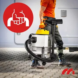Maltec Aschesauger 2000W 20L Edelstahl/Silber/Gelb