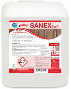 SANEX FOAM saurer Schaum Oberflächenreiniger, Saurer, schäumender und desinfizierender Mehrzweckreiniger, 10 Liter - Kanister