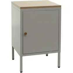 Mendler Nachttisch HWC-L84, Nachtschrank Kommode Beistelltisch Schrank, Metall 63x40x40cm, Melaminbeschichtet ~ grau