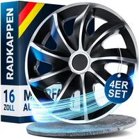 WERKTHOR Premium Radkappen 13-16 Zoll - Radkappen 16 Zoll 4er Set in Schwarz/Silber für idealen Felgenschutz - Schlagfest & bruchsicher - Autofelgen Radblenden