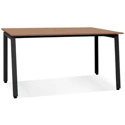 Kadima Design Computertisch Walnuss-Optik | 160x80cm | Homeoffice kompakt stilvoll | braun-schwarz | Schreibtisch