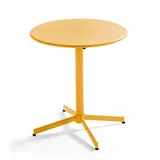Oviala Gartentisch, Gelb, Metall, Rund, 50x72x90 cm, Gartenmöbel, Gartentische, Klapptische