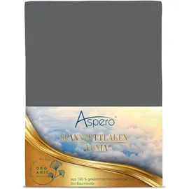 ASPERO Spannbettlaken Bio-Baumwolle-Jersey-Elasthan 90-100 x 200 cm grau