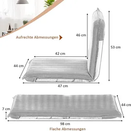 Costway Bodenstuhl mit 6-stufig verstellbarer Rückenlehne, Grau