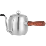 SABUIDDS 500ML Wasserkocher Schwanenhals Kaffeekanne Edelstahl mit Siebeinsatz Edelstahl Teekanne Flötenkessel mit Holzmasergriff Gooseneck Kettle Wasserkessel induktion für Induktion & Gas (Silber)