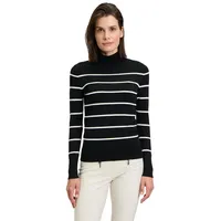 Betty Barclay Damen Rollkragenpullover Langarm Patch Black/Cream,42 - 42