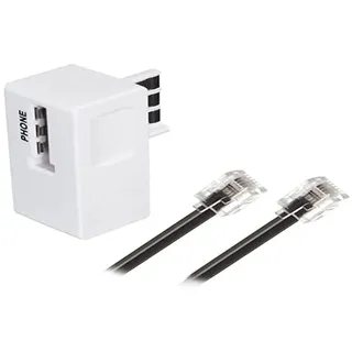 APM 570838 ADSL-Kabel, weich und flexibel, RJ11, männlich/männlich, Schwarz, 5 m + Adsl Filter, weiß, zum Anschluss an ADSL-Gehäuse oder Modem