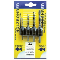 Fisch Tools FISCH Holzspiralbohrer -/Versenker-Satz 3-4-5-6mm auf Karte
