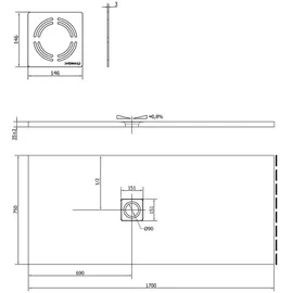 Polysan s.r.o. FLEXIA Gussmarmor-Duschwanne,170x75x3,5cm