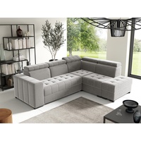 Fun Möbel Ecksofa Schlafsofa Sofa CESENA Stoff Salvador Silbergrau