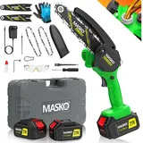 Mini-kettensäge Mit Akku 8000mah Handkettensäge Elektro Mit 2 Akku 4000mah Für Gartenscheren/astscheren/holzschneiden Motorsäge 800w Automatisches Ölsystem, Schwarz / Grün, 8 Zoll - Masko