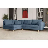 99rooms Bello Ecksofa Strukturstoff NEVE Blau Links