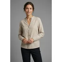Freequent Langarmbluse FQLAVA-SHIRT Leinenmix, mit V-Ausschnitt geschlitzt beige XL (42)