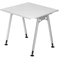 Bümö Schreibtisch Weiß, Nachbildung, Quadratisch, 80x74x80 cm, FSC Mix,