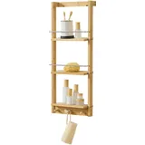 [en.casa] Badezimmerregal, Natur, Holz, Bambus Wandregal Lidingö 29x10x70cm
