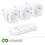 conecto conecto® Funk-Steckdosen-Set: 3x Funksteckdose und 1x Fernbedienung, Innenbereich, 2300 Watt, kompaktes Design, weiß